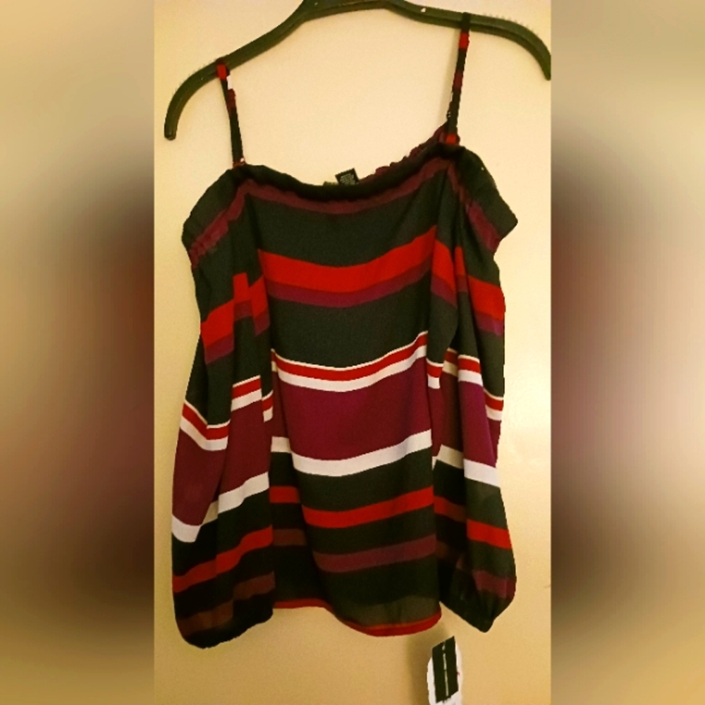 Sheer striped cold shoulder top by Inc Sz XS